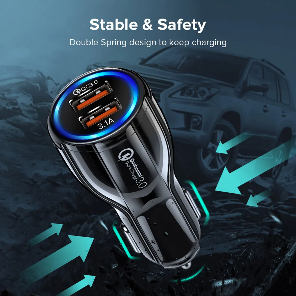 Автомобильное зарядное устройство QC 3,0 с двумя USB-портами, 5 В, 3,0 А
Автомобильное зарядное устройство QC 3,0 с двумя USB-портами, 5 В, 3,0 А