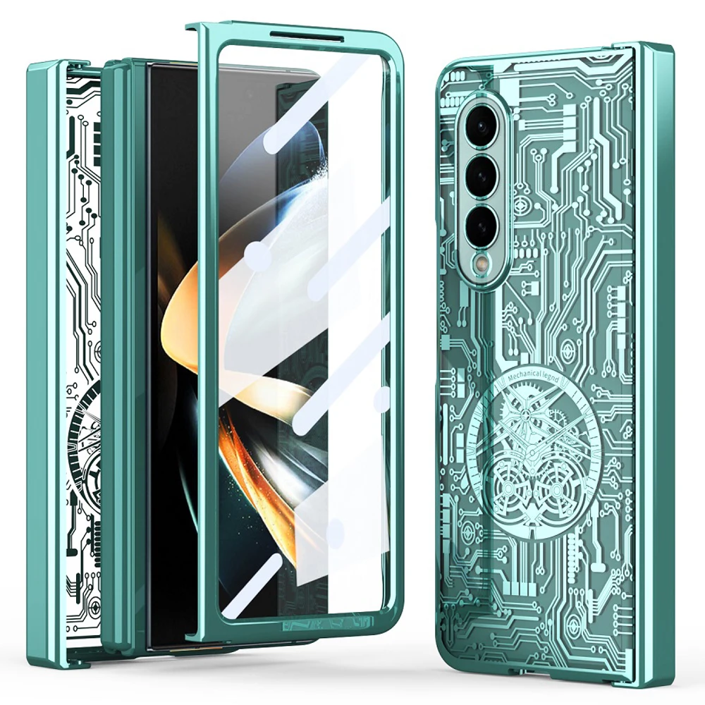 Шарнирные Чехлы для Samsung Galaxy Z Fold 4, чехол с прозрачным покрытием машинного рисунка, передний экран, стеклянная задняя крышка для Z Fold4 5G Capa 
Шарнирные Чехлы для Samsung Galaxy Z Fold 4, чехол с прозрачным покрытием машинного рисунка, передний экран, стеклянная задняя крышка для Z Fold4 5G Capa