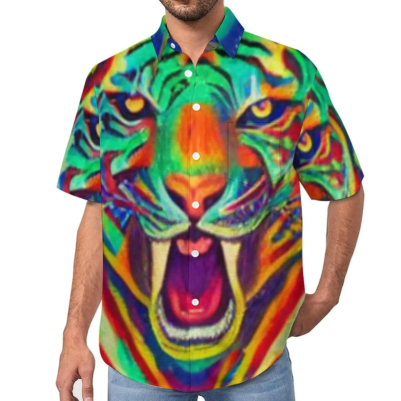 African Tiger Print Casual Shirt Wild Animal Vacation Loose Shirt Hawaiian Trending Blouses Short Sleeve Design Oversize Tops
African Tiger Print Casual Shirt Wild Animal Vacation Loose Shirt Hawaiian Trending Blouses Short Sleeve Design Oversize Tops