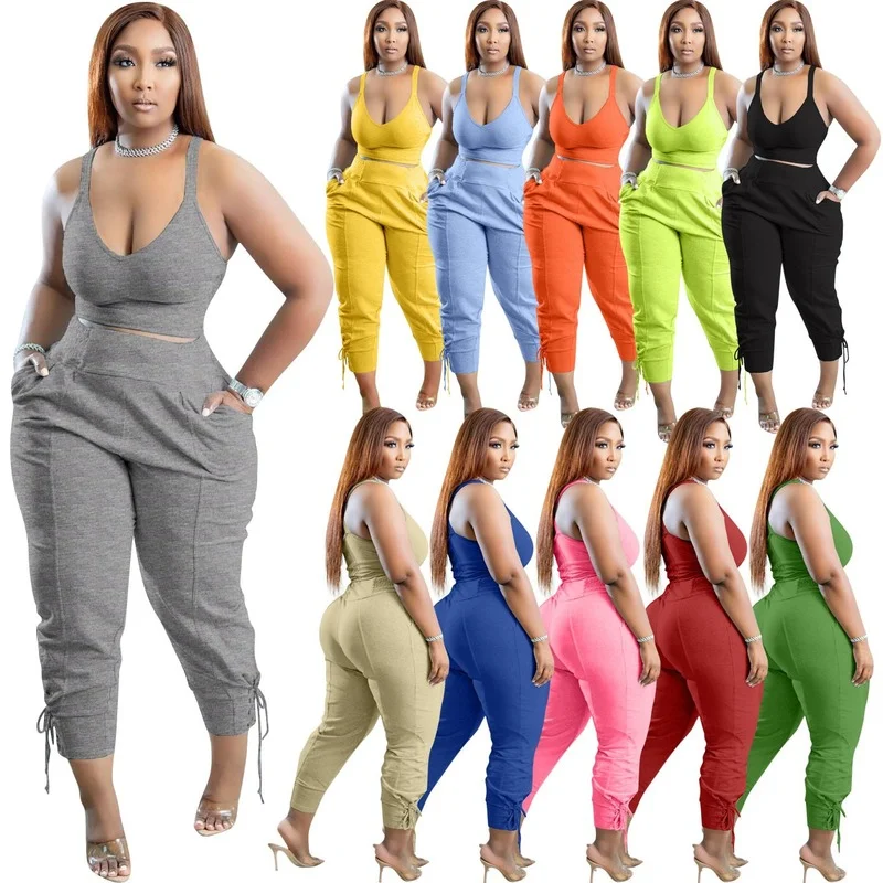 Women Casual Outfits Two Piece Sexy V-neck Crop Tops Pocket Cargo Pants Summer Tracksuits Streetwear Fitness Sports Sweatsuits
Women Casual Outfits Two Piece Sexy V-neck Crop Tops Pocket Cargo Pants Summer Tracksuits Streetwear Fitness Sports Sweatsuits