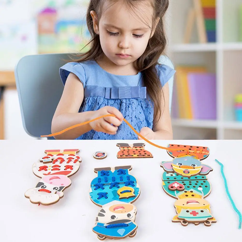 Children Cartoon Educational Wooden Toy Dress Manual Threading Sewing Board Games Toys Kid Early Education Toy DIY Game Toys
Children Cartoon Educational Wooden Toy Dress Manual Threading Sewing Board Games Toys Kid Early Education Toy DIY Game Toys