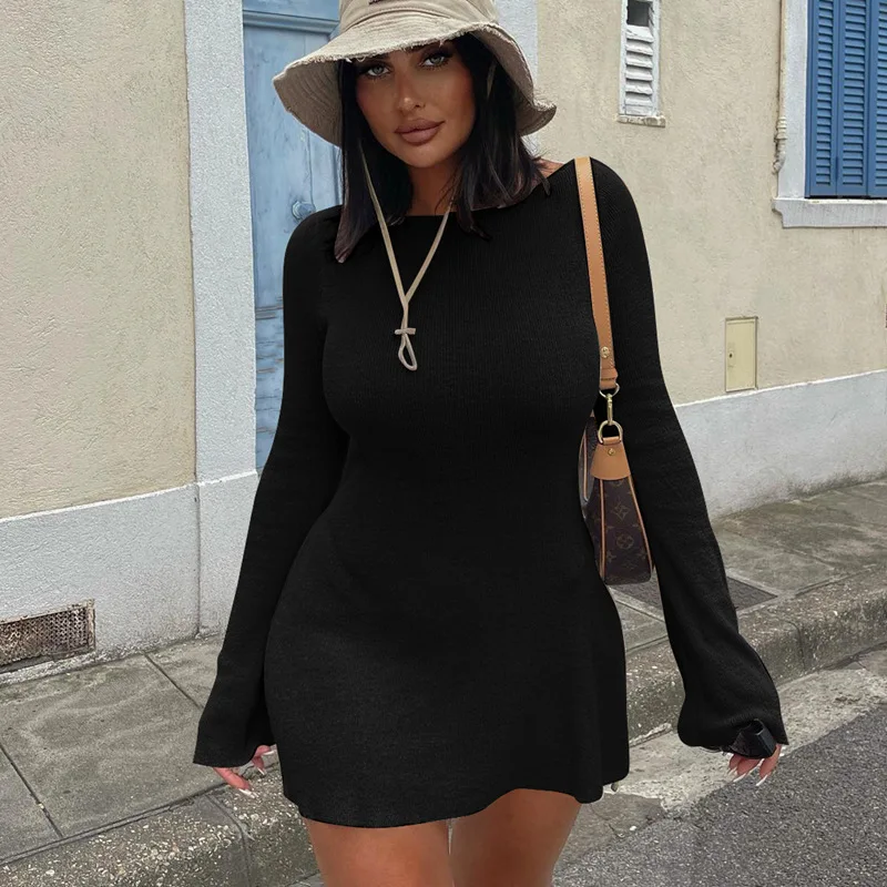 Female Elegant Solid Dress Fashion O Neck Long Sleeve Mini Dresses 2023 Autumn Winter Y2k Korean Women Backless Party Club Robes
Female Elegant Solid Dress Fashion O Neck Long Sleeve Mini Dresses 2023 Autumn Winter Y2k Korean Women Backless Party Club Robes