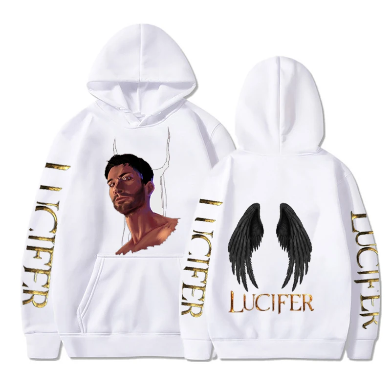 

American Comedy TV Lucifer Comic Print Hoodie Angel Wings Street Trend Harajuku Unisex Clothing Sweatshirt Casual Fashion Hoodie