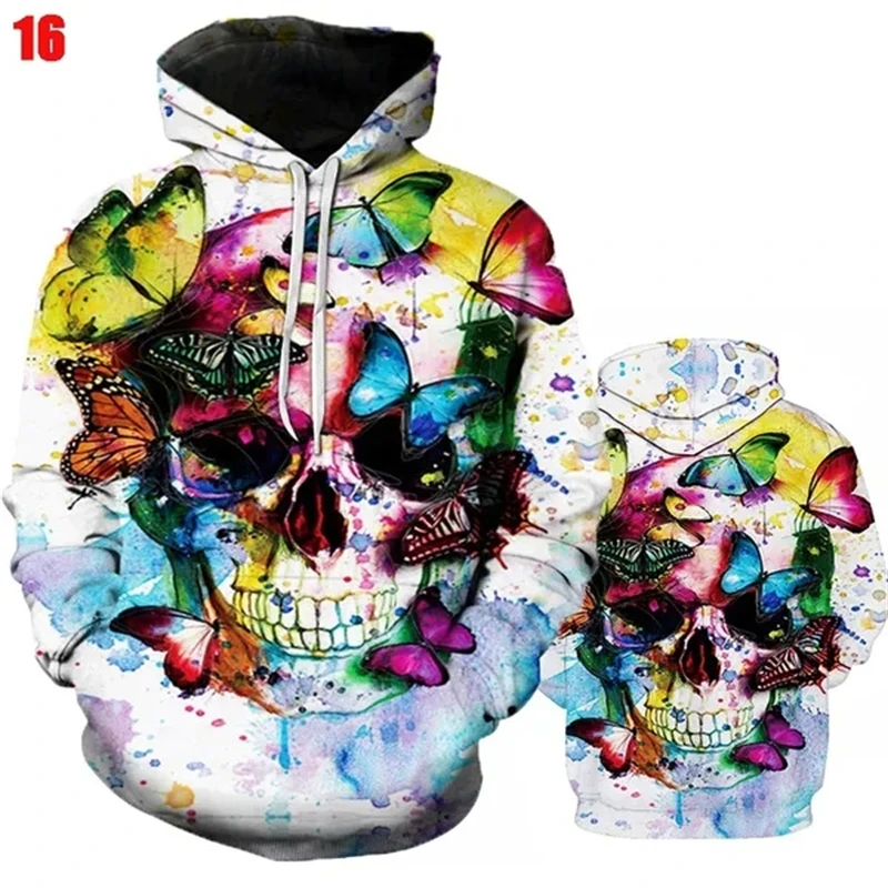 

Unisex 3D Terror Skull Printed Hoodies Men Women Personality Hip-hop Street Hoodie Pullover Sweatshirt Horror Series Tough Hoody
