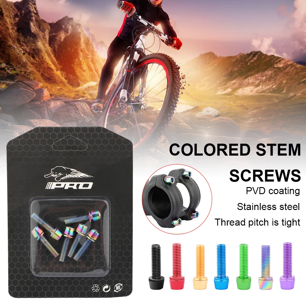 6pcs Mountain Bike Stem Bolts Stainless Steel M5x18mm Allen Hex Tapered Head MTB Stem Screws with Washers Bicycle Accessories
6pcs Mountain Bike Stem Bolts Stainless Steel M5x18mm Allen Hex Tapered Head MTB Stem Screws with Washers Bicycle Accessories