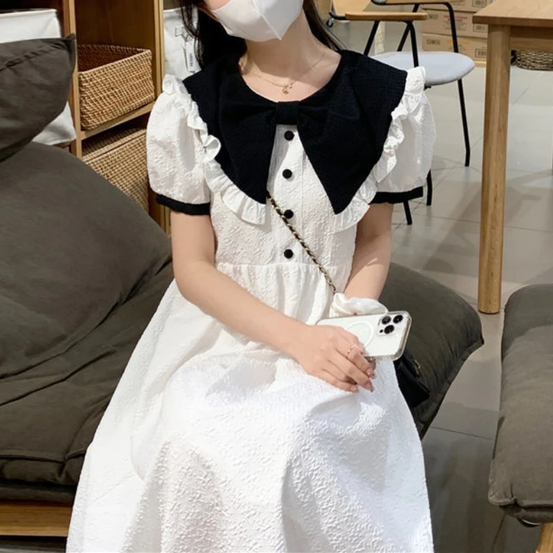2022 Summer Dress Korean Fashion Sweet College Style Fungus Ear Doll Collar Dress Retro Chic Waist Slim Long Vestido Dresses
2022 Summer Dress Korean Fashion Sweet College Style Fungus Ear Doll Collar Dress Retro Chic Waist Slim Long Vestido Dresses