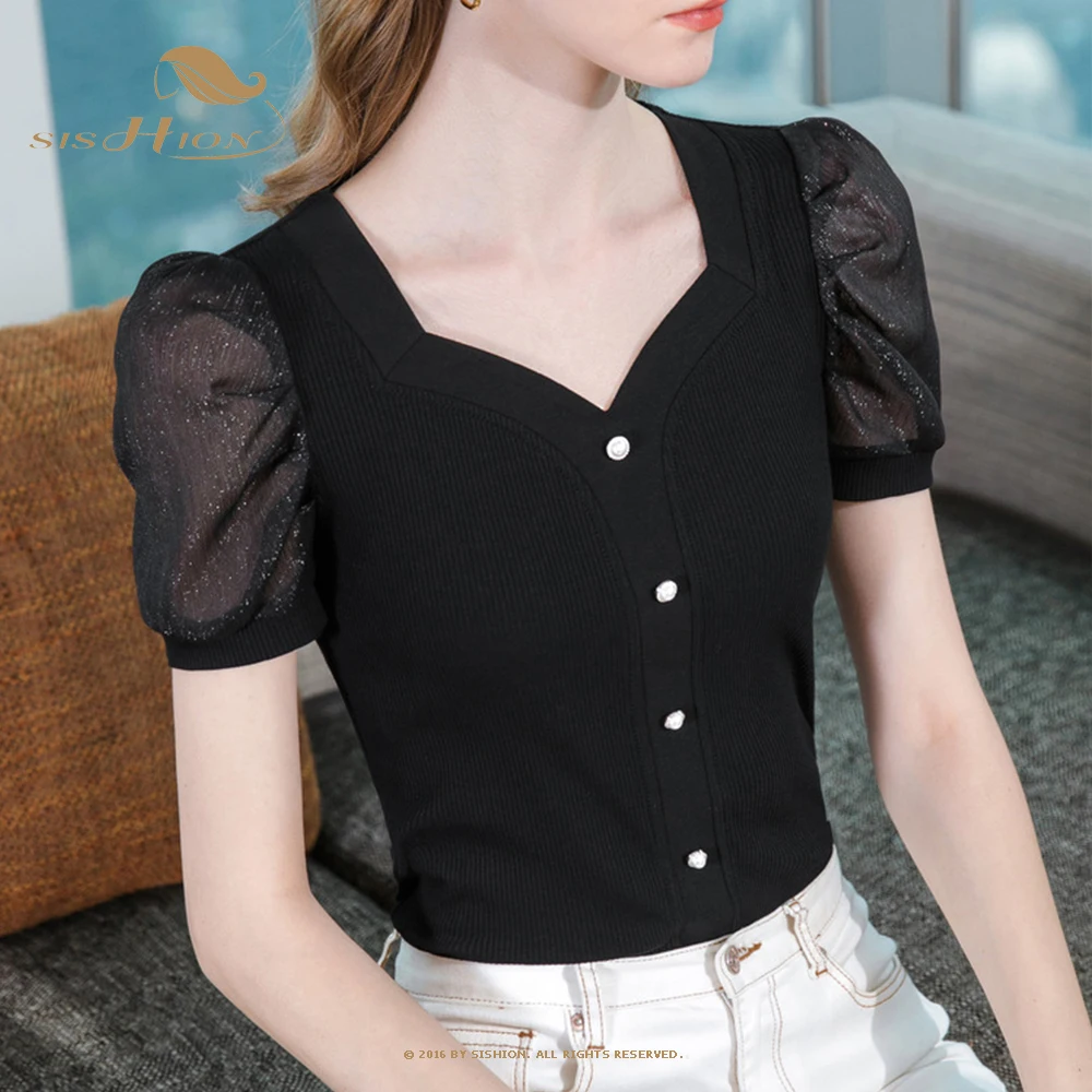 Elegant Retro Square Neck Splicing Short -Sleeved Top 2022 Summer French Bubble Sleeve Slim Office Black White T -Shirt VD3128
Elegant Retro Square Neck Splicing Short -Sleeved Top 2022 Summer French Bubble Sleeve Slim Office Black White T -Shirt VD3128