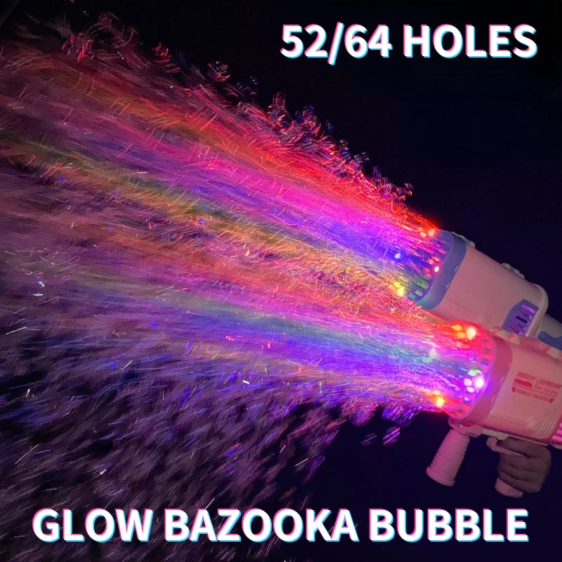 Glow Bazooka Bubble 52/64 Holes Electric Bubble Gun Gatlin Bubble Gun Machine Soap Bubbles Outdoor Toys For Children
Glow Bazooka Bubble 52/64 Holes Electric Bubble Gun Gatlin Bubble Gun Machine Soap Bubbles Outdoor Toys For Children