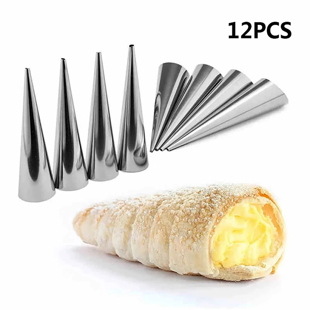 12Pcs Stainless Steel Bread Baking Tubes Conical Tube Roll Mould Cream Horn Mould Pastry Mold Cookie Dessert Kitchen Baking Tool
12Pcs Stainless Steel Bread Baking Tubes Conical Tube Roll Mould Cream Horn Mould Pastry Mold Cookie Dessert Kitchen Baking Tool