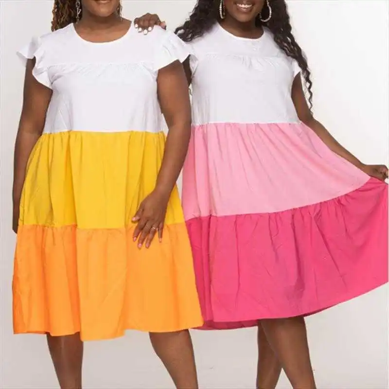 Plus Size Three Color Ing Dress Casual Round Neck Flying Sleeves Summer Bohemian Seaside Beach Skirt Women
Plus Size Three Color Ing Dress Casual Round Neck Flying Sleeves Summer Bohemian Seaside Beach Skirt Women
