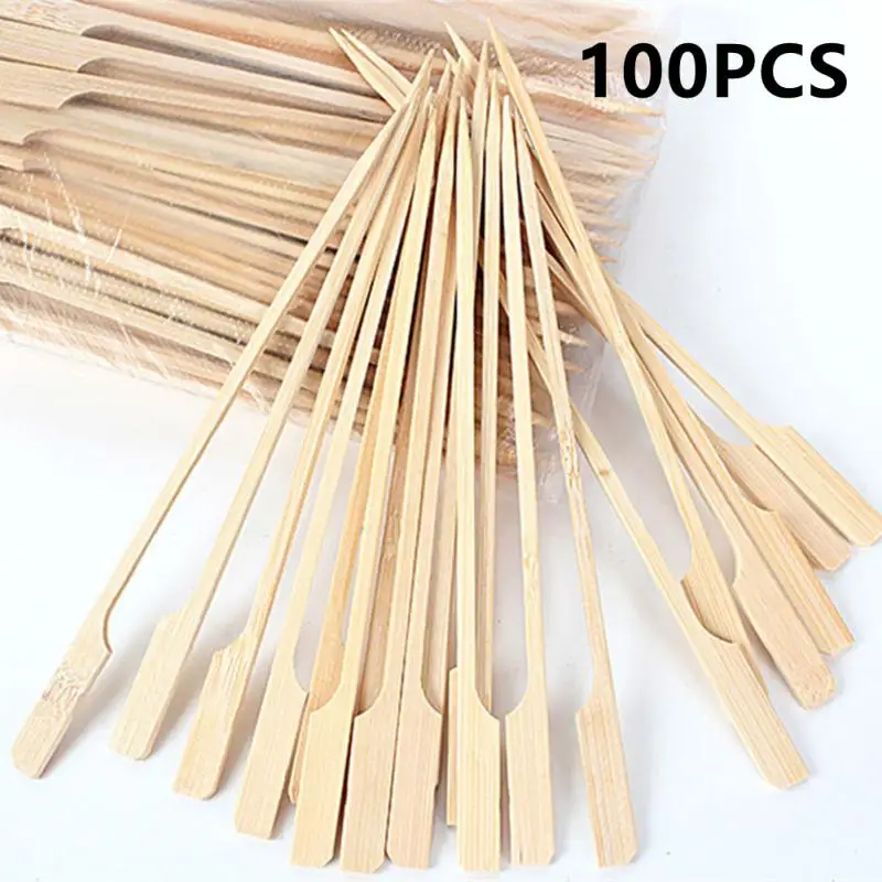 

100pcs Bamboo Wood BBQ Skewers Disposable Long Sticks Catering Grill Food Bamboo Meat Tool Barbecue Party Outdoor Camping 9-25cm