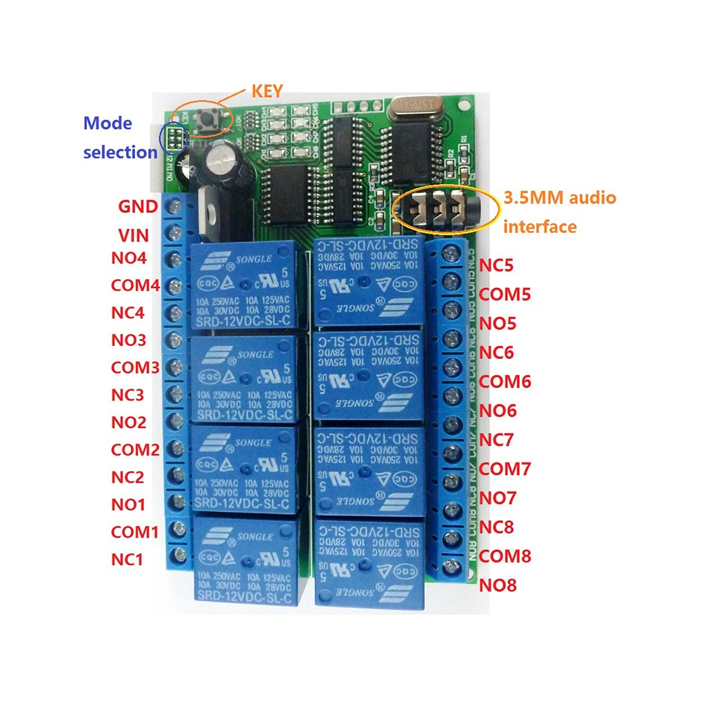 

Relay Module 8-channel Smart Home Switch Remote Control Decoder Relays Switches Modules Household Controlling Universal