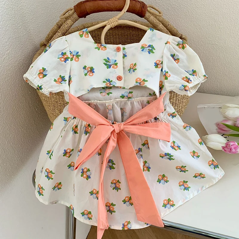 2023 Summer Floral Short Sleeved Casual Dress Printed Bowknot Kid Clothes Children Clothes For 2-6 Years
2023 Summer Floral Short Sleeved Casual Dress Printed Bowknot Kid Clothes Children Clothes For 2-6 Years