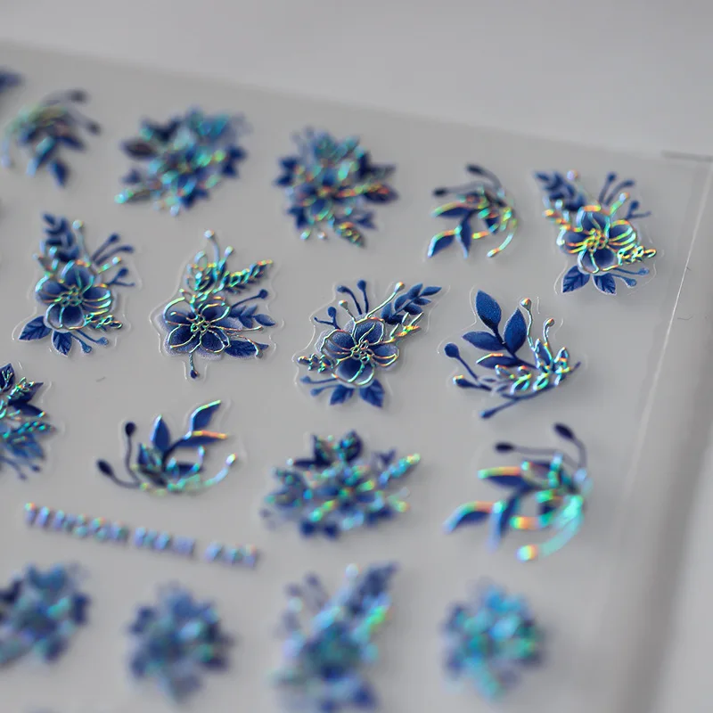 Acrylic Engraved Nail Sticker laser Blue Flowers Gold Line Holographi Self-Adhesive Nail Transfer Sliders Wraps Manicures Foils
Acrylic Engraved Nail Sticker laser Blue Flowers Gold Line Holographi Self-Adhesive Nail Transfer Sliders Wraps Manicures Foils