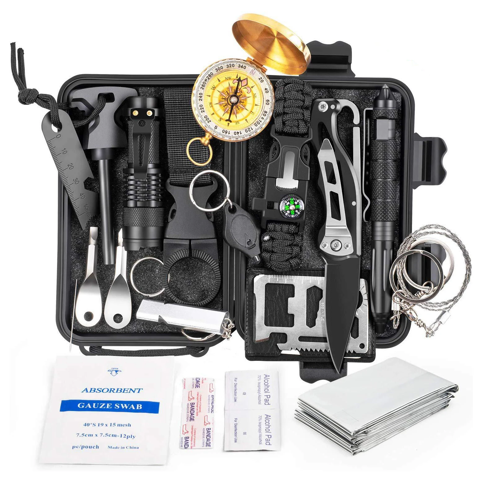 L118 Multifunction Camping Outdoor Adventure Survival Kit Flashlight Emergency First Aid Kit Survival Tool Traveling Hunting
L118 Multifunction Camping Outdoor Adventure Survival Kit Flashlight Emergency First Aid Kit Survival Tool Traveling Hunting