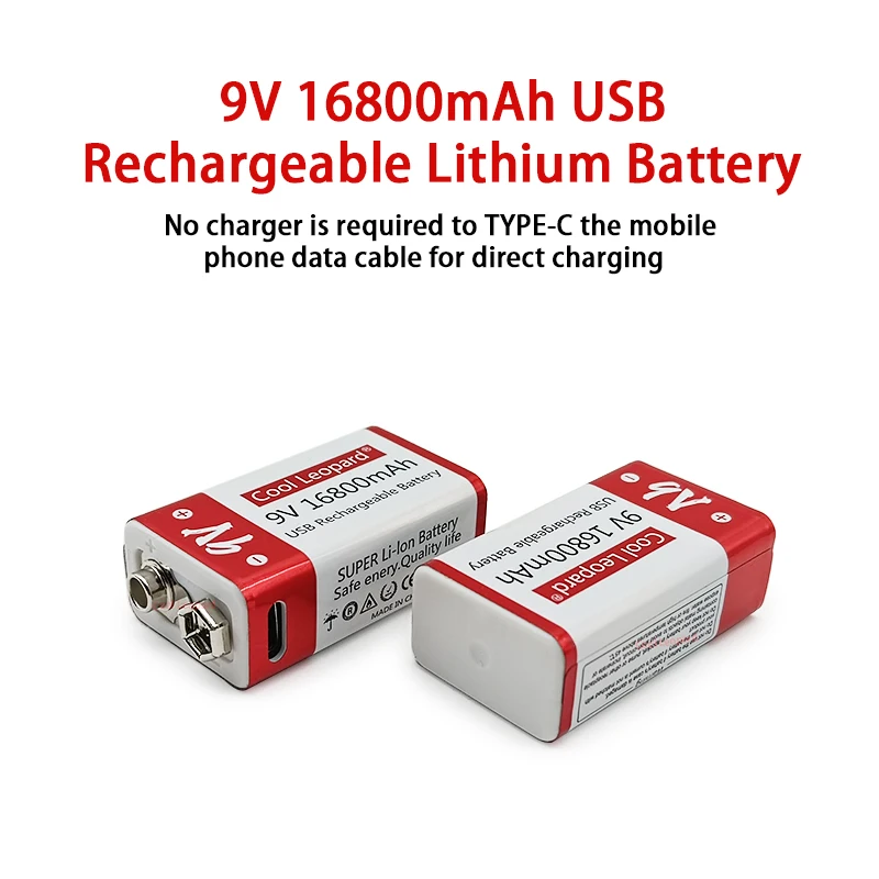 2PCS 6F22 9V Rechargeable Battery 16800mAh Micro USB 9v Li-ion Lithium Batteries for Multimeter Microphone Toy Remote Control
2PCS 6F22 9V Rechargeable Battery 16800mAh Micro USB 9v Li-ion Lithium Batteries for Multimeter Microphone Toy Remote Control