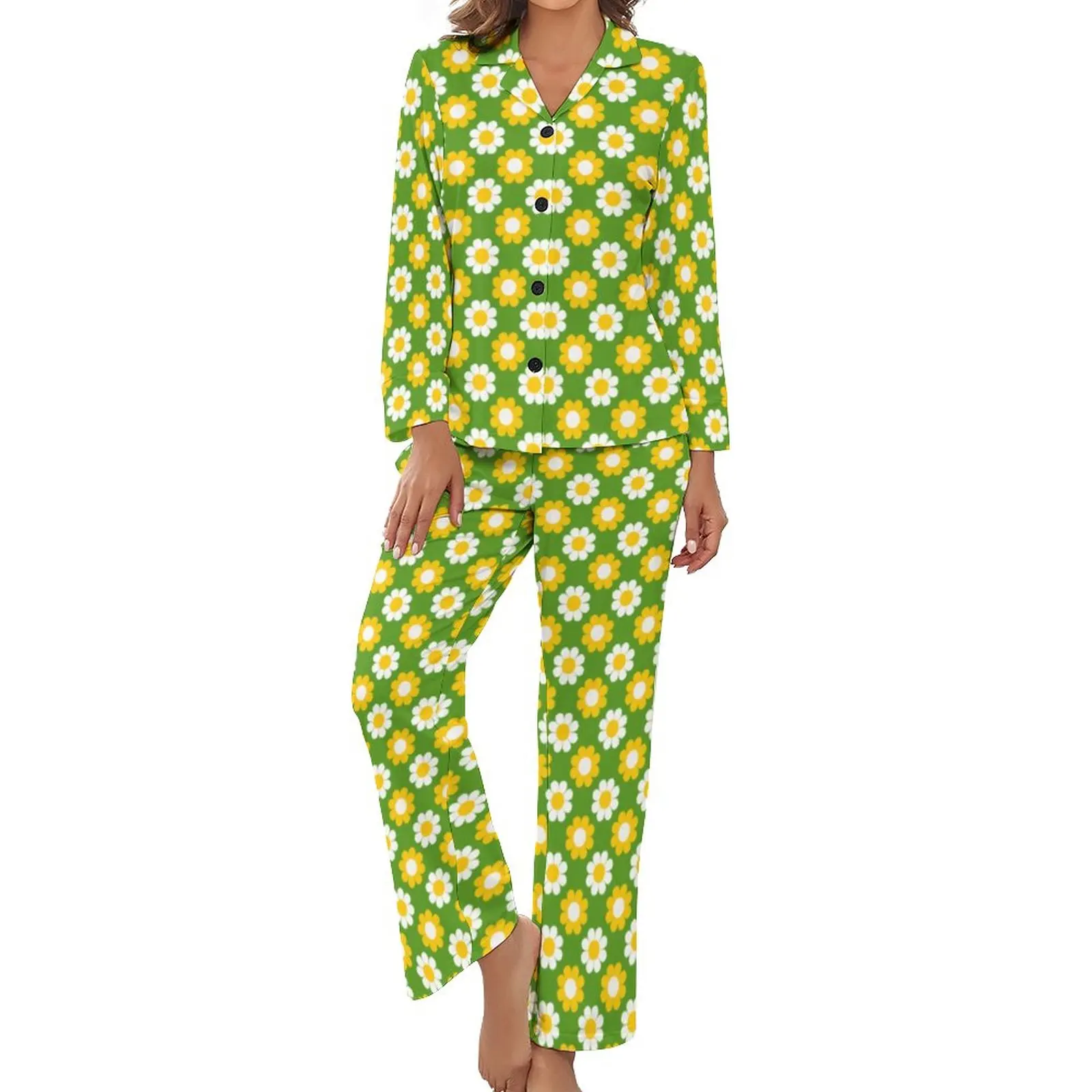 Retro 60s Floral Pajamas Autumn 2 Pieces Flower Power Print Kawaii Pajama Sets Lady Long Sleeves V Neck Bedroom Casaul Sleepwear
Retro 60s Floral Pajamas Autumn 2 Pieces Flower Power Print Kawaii Pajama Sets Lady Long Sleeves V Neck Bedroom Casaul Sleepwear