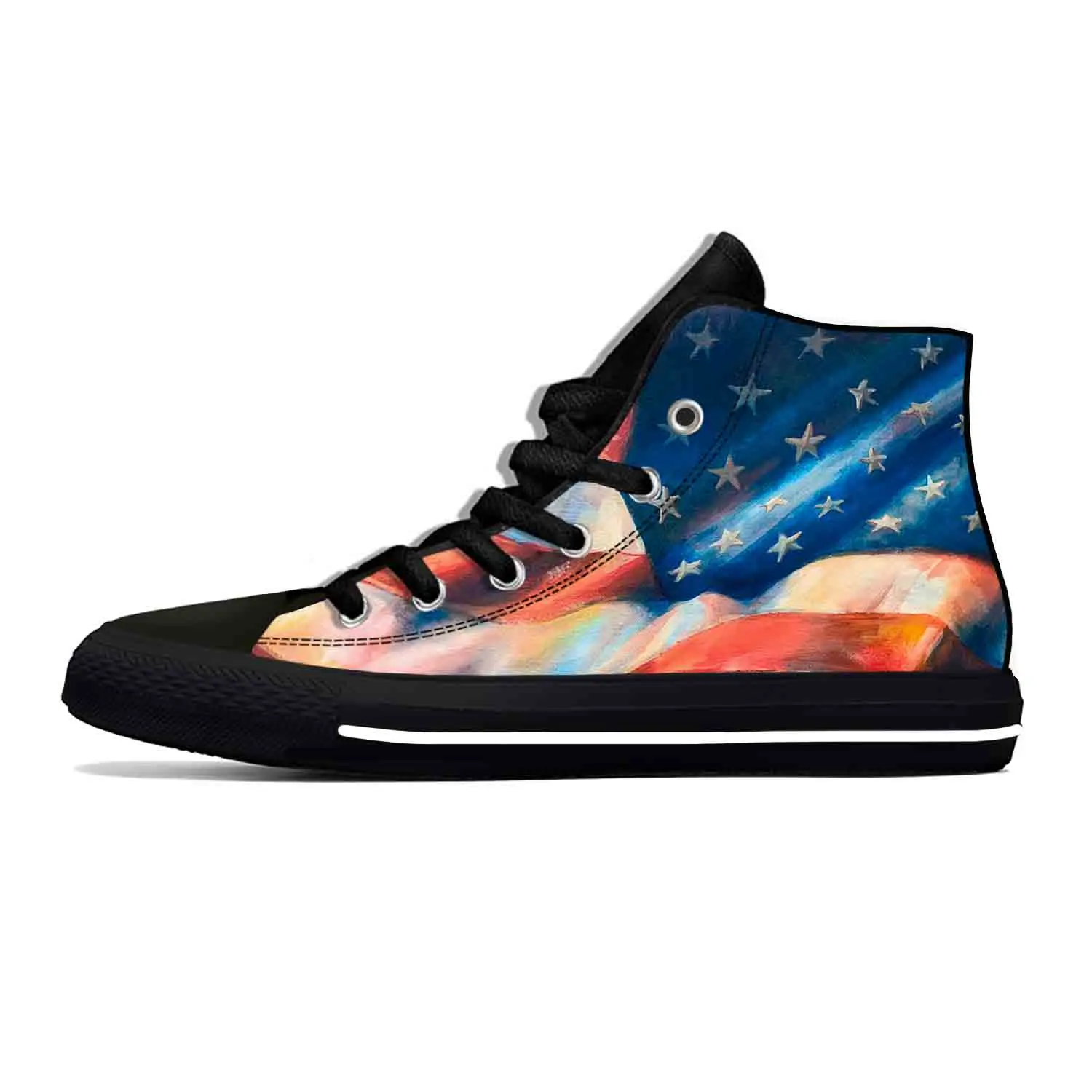 

American America USA US Flag Patriotic Pride Cool Casual Cloth Shoes High Top Comfortable Breathable 3D Print Men Women Sneakers