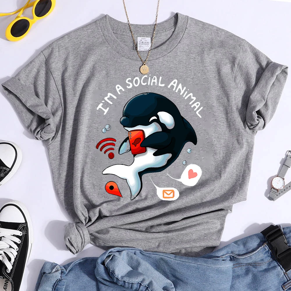 Kawaii Dolphins Print T Shirt Summer Fashion Casual Cartoon T-shirt Boy Girl Unisex Cartoon Clothing I'm Social Animal Tee Top
Kawaii Dolphins Print T Shirt Summer Fashion Casual Cartoon T-shirt Boy Girl Unisex Cartoon Clothing I'm Social Animal Tee Top