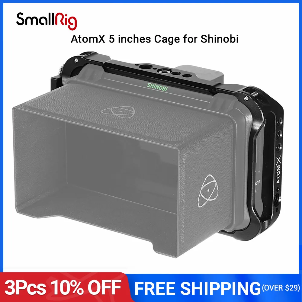 

SmallRig For Atomos Shinobi 5" Monitor Cage With Nato Rail /Arri Locating Hole/HDMI Cable Clamp for AtomX Shinobi Cage -2305