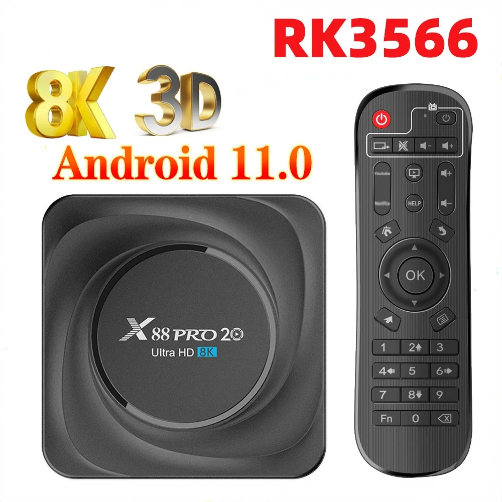 ТВ-приставка X88 PRO 20, Android 11, Wi-Fi, четырехъядерный процессор RK3566, HD, 4K, Bluetooth, поддержка YouTube, мультимедийный плеер, домашняя ТВ-приставка на Android
ТВ-приставка X88 PRO 20, Android 11, Wi-Fi, четырехъядерный процессор RK3566, HD, 4K, Bluetooth, поддержка YouTube, мультимедийный плеер, домашняя ТВ-приставка на Android