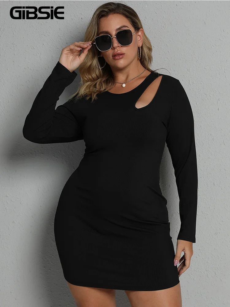 GIBSIE Plus Size Cut Out Sexy Bodycon Dress Women Spring Fall O-Neck Long Sleeve Fashion Slim Black Mini Dresses XXXL 4XL
GIBSIE Plus Size Cut Out Sexy Bodycon Dress Women Spring Fall O-Neck Long Sleeve Fashion Slim Black Mini Dresses XXXL 4XL