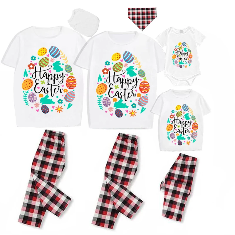 Easter Family Matching Pajamas Exclusive Design Happy Easter Elements Eggs White Pajamas Set
Easter Family Matching Pajamas Exclusive Design Happy Easter Elements Eggs White Pajamas Set
