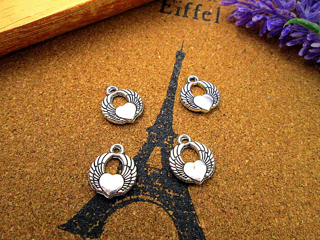 100pcs-Small Winged Heart Charms, Antique Tibetan silver Small Winged Heart Charms pendants 15x15mm
100pcs-Small Winged Heart Charms, Antique Tibetan silver Small Winged Heart Charms pendants 15x15mm