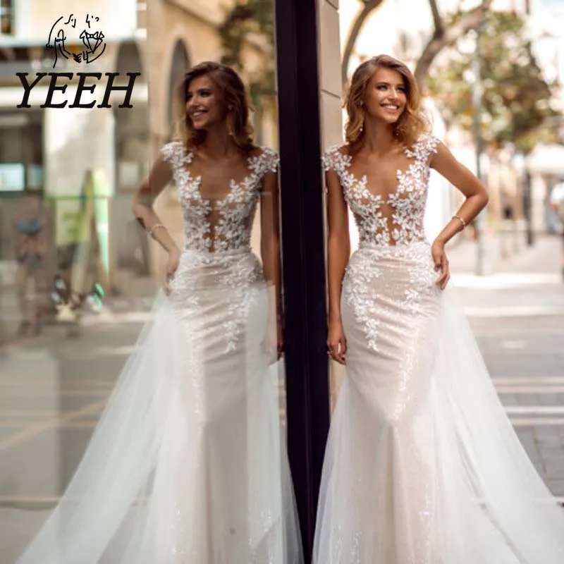 YEEH Luxury Lace V-Neck Wedding Dresses Merimaid Exquisite Sequins Floral Print Bridal Gowns Detachable Train Robe De Mariée
YEEH Luxury Lace V-Neck Wedding Dresses Merimaid Exquisite Sequins Floral Print Bridal Gowns Detachable Train Robe De Mariée