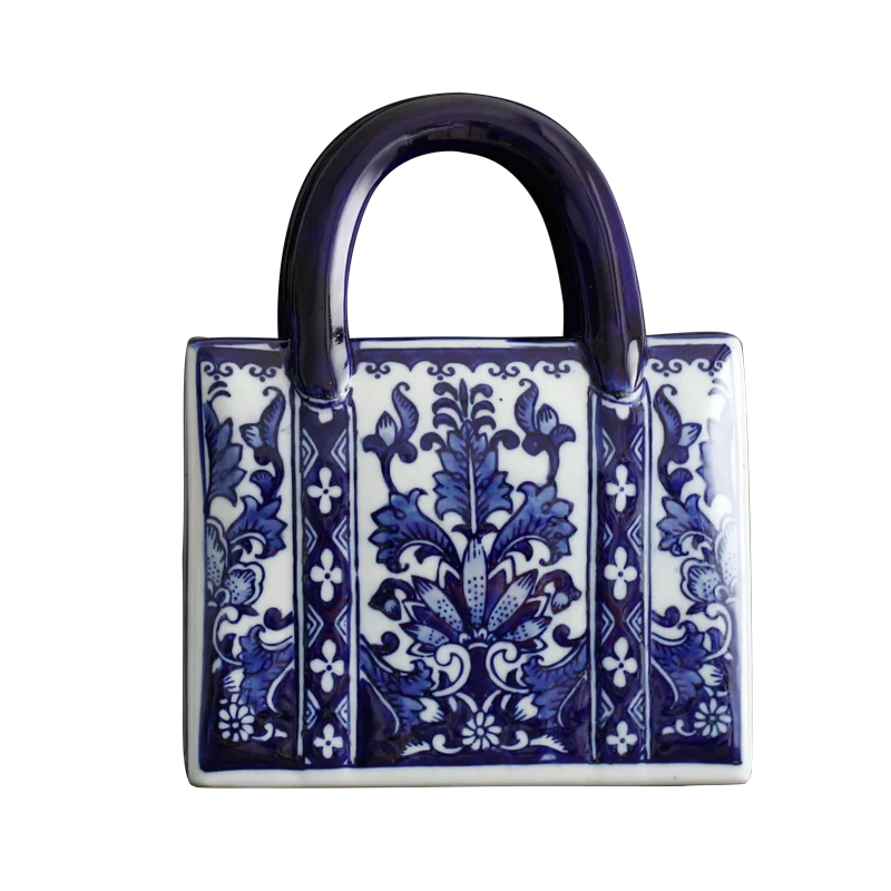 Chinese-style Blue And White Ceramic Handbag Shape Vase Porcelain Vases For Artificial Flower Decoration Vases
Chinese-style Blue And White Ceramic Handbag Shape Vase Porcelain Vases For Artificial Flower Decoration Vases