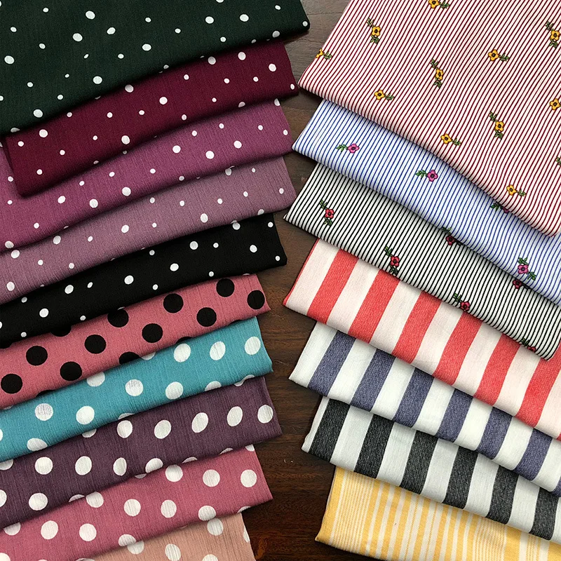 100cm X130cm Bar Dot Pattern Sewing Fabric Printing and Dyeing Artificial Cotton Fabric for Women's Scarves, Blouses, Dress
100cm X130cm Bar Dot Pattern Sewing Fabric Printing and Dyeing Artificial Cotton Fabric for Women's Scarves, Blouses, Dress