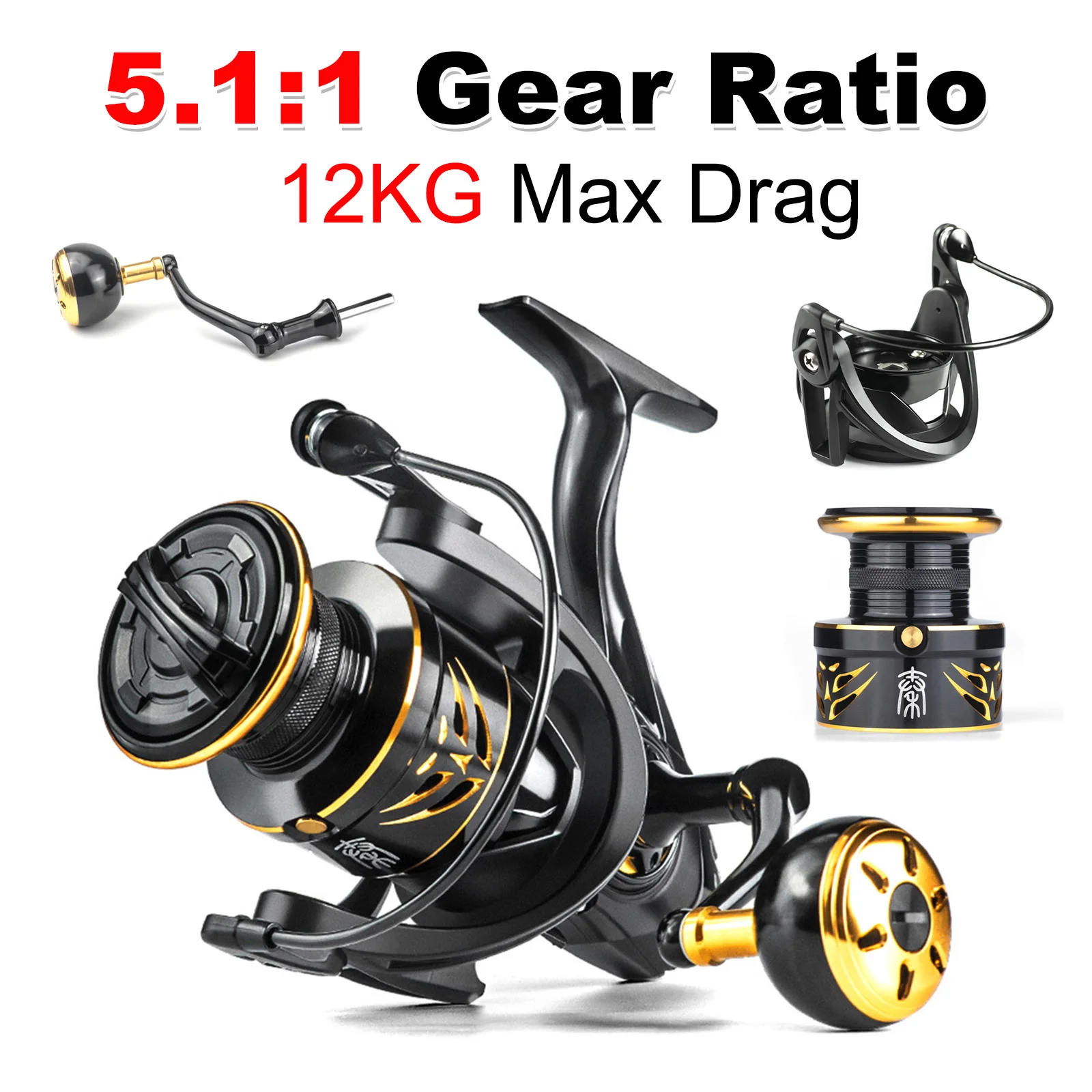Fishing Reel 2800-7800 Series Spinning Reel 12KG Max Drag Metal Spool Grip 5.1:1 Gear Ratio Fishing Freshwater Saltwater Tackle
Fishing Reel 2800-7800 Series Spinning Reel 12KG Max Drag Metal Spool Grip 5.1:1 Gear Ratio Fishing Freshwater Saltwater Tackle