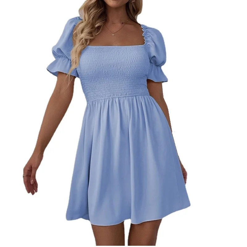 Ruffle Square Neck Simple A-line Solid Party Dress Women 2022 Elegant Office Ladies Elastic Waist Bubble Bandage Mini Dress
Ruffle Square Neck Simple A-line Solid Party Dress Women 2022 Elegant Office Ladies Elastic Waist Bubble Bandage Mini Dress
