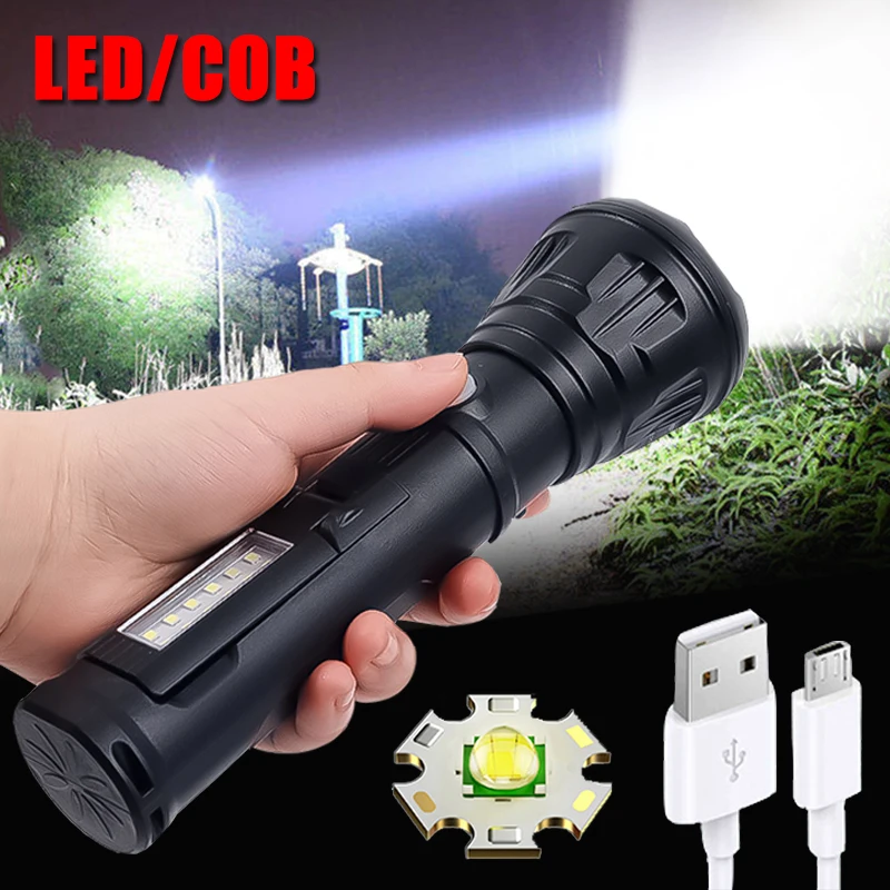 Waterproof Ultra Bright LED Flashlight with COB Lamps USB Charging Zoomable Torch Camping Hikingy Lantern Outdoor ABS Flashlight
Waterproof Ultra Bright LED Flashlight with COB Lamps USB Charging Zoomable Torch Camping Hikingy Lantern Outdoor ABS Flashlight