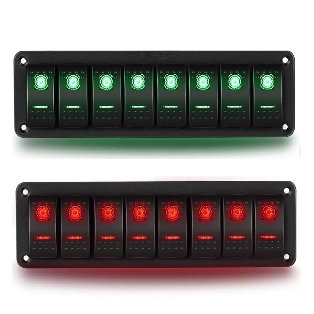 Aluminum Alloy 8 Gang Combination Panel Switch 12V 24V Rocker Switch Panel W/ Luminous Stickers Universal for Cars Ships Yachts
Aluminum Alloy 8 Gang Combination Panel Switch 12V 24V Rocker Switch Panel W/ Luminous Stickers Universal for Cars Ships Yachts