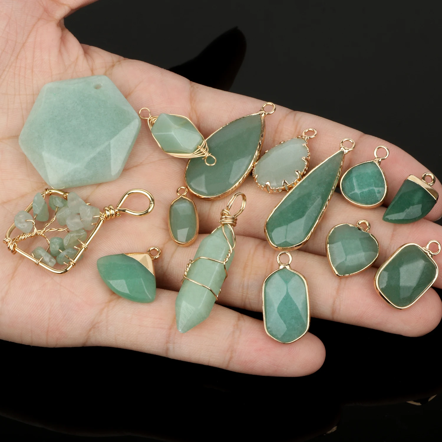 1pc Natural Green Aventurine Jades Pendant Gold Plated Multi Styles Charms Pendants for Necklace Women DIY Jewelry Accessories
1pc Natural Green Aventurine Jades Pendant Gold Plated Multi Styles Charms Pendants for Necklace Women DIY Jewelry Accessories