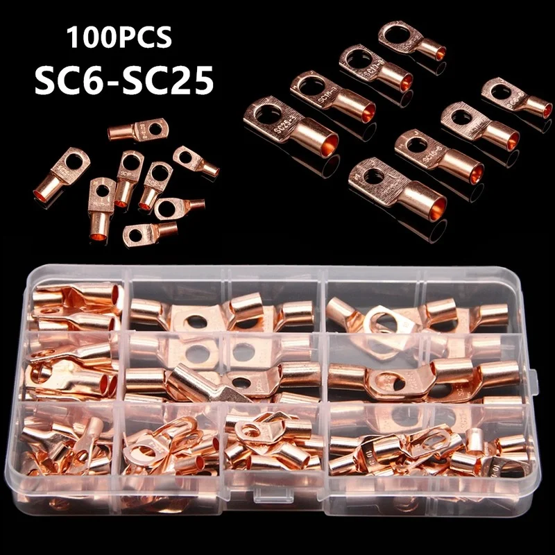 60/100/240PCS Electrical Wire Soldered Terminals SC Tinned Copper Lug Cable Electrical Ring Wire Crimp Connectors Assortment Kit
60/100/240PCS Electrical Wire Soldered Terminals SC Tinned Copper Lug Cable Electrical Ring Wire Crimp Connectors Assortment Kit