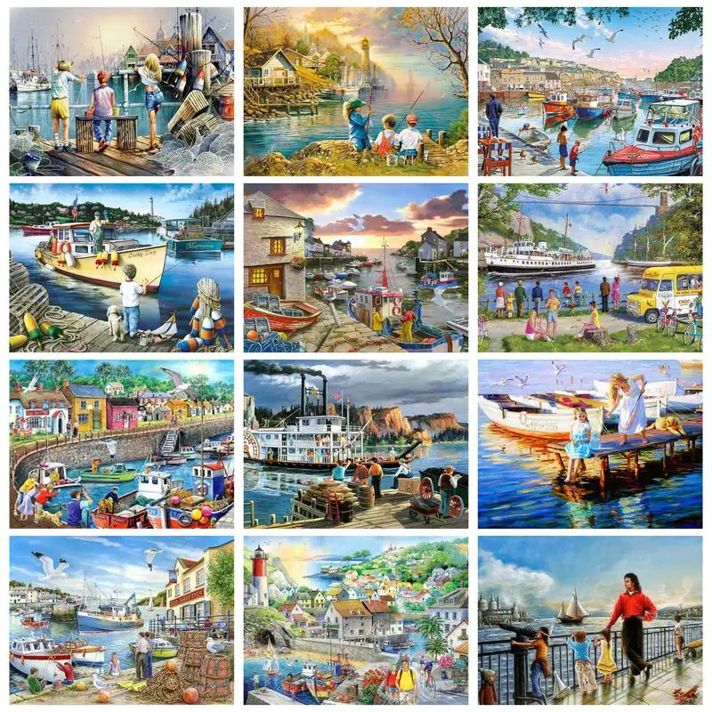 CHENISTORY Oil Painting By Number On Canvas Port Landscape Seaside Ships Drawing With Numbers For Adults Kids Home Decors Figure
CHENISTORY Oil Painting By Number On Canvas Port Landscape Seaside Ships Drawing With Numbers For Adults Kids Home Decors Figure
