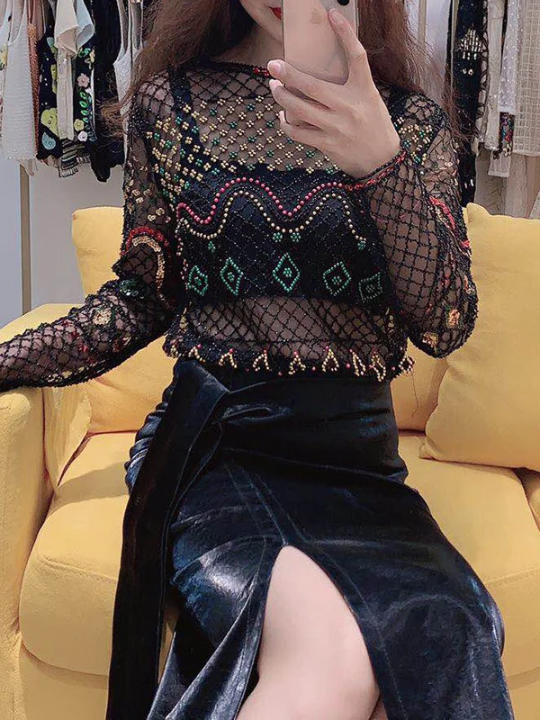 Spring Fashion 2023 Colorful Loose tops Lazy Tee Micro-perspective Pearl Sequin Top
Spring Fashion 2023 Colorful Loose tops Lazy Tee Micro-perspective Pearl Sequin Top