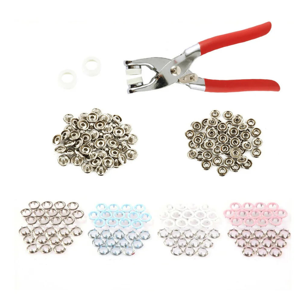 200pcs Snap Fasteners Metal Ring Button Prong Buckle Press Studs Sewing Craft and Tool for Clothing
200pcs Snap Fasteners Metal Ring Button Prong Buckle Press Studs Sewing Craft and Tool for Clothing