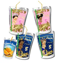 Ethnic Royal Prince Princess Capri Sun Labels Custom Chip Bag Candy Box Water Bottle Name Sticker Birthday Christmas Party Decor