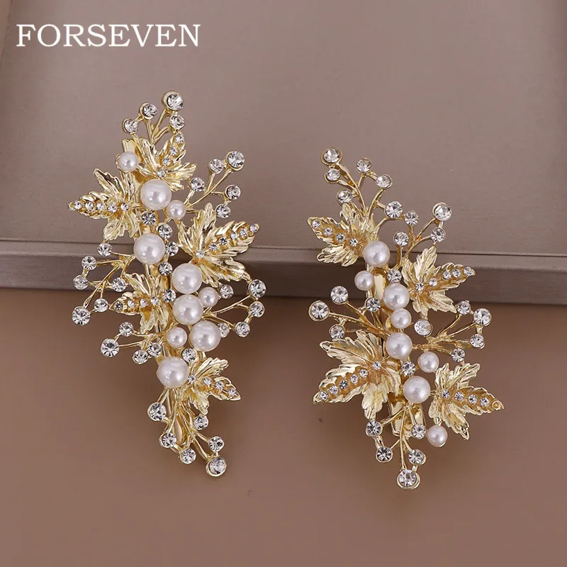 Handmade Golden/Silver Color Rhinestones Pearl Leaf Wedding Hair Clip Barrettes Bridal Headpiece Hair Accessories Hair Clips
Handmade Golden/Silver Color Rhinestones Pearl Leaf Wedding Hair Clip Barrettes Bridal Headpiece Hair Accessories Hair Clips