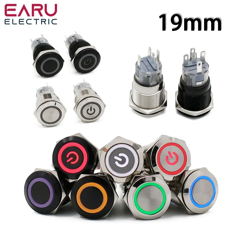19mm Waterproof Metal Push Button Switch LED Light Black Momentary Latching Auto Car Engine PC Power Switch 3V 5V 12V 24V 220V
19mm Waterproof Metal Push Button Switch LED Light Black Momentary Latching Auto Car Engine PC Power Switch 3V 5V 12V 24V 220V