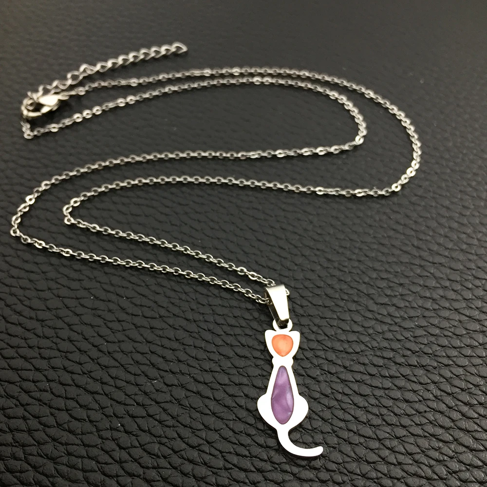Natural Stone Pendant Cute Kitten Micro Inlaid Multicolor Rock Stainless Steel Necklace For Women Gift Trendy Jewelry YP8908
Natural Stone Pendant Cute Kitten Micro Inlaid Multicolor Rock Stainless Steel Necklace For Women Gift Trendy Jewelry YP8908