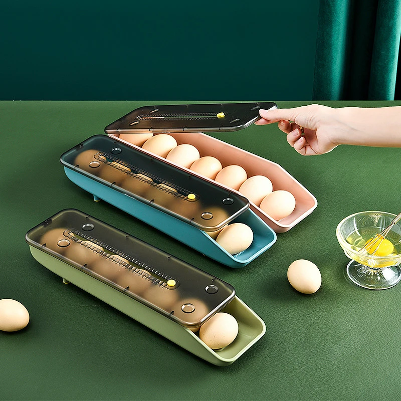 Automatic Rolling Egg Storage Box Plastic Storage Container Kitchen Fridge Storage Organization Eggs Holder Basket Cartons Tray
Automatic Rolling Egg Storage Box Plastic Storage Container Kitchen Fridge Storage Organization Eggs Holder Basket Cartons Tray