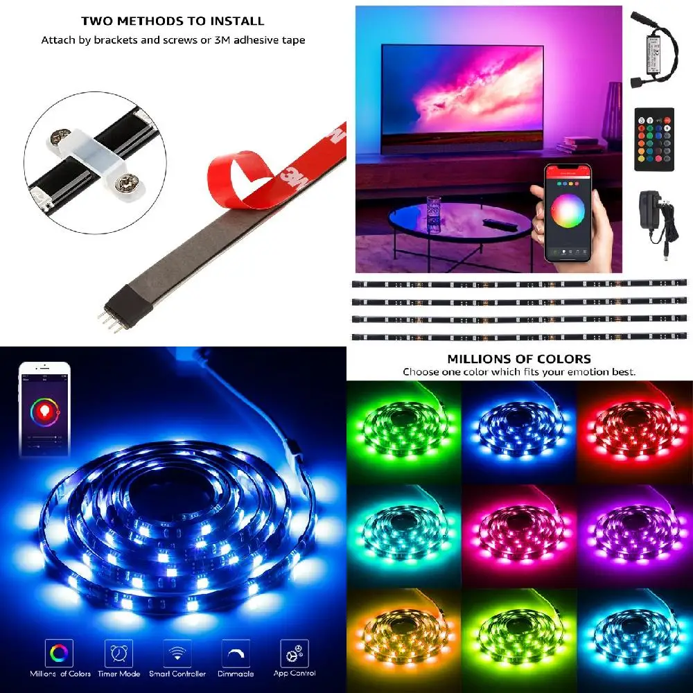 Flexible, Waterproof Multi-Color LED TV Backlight Kit with Smart Phone and Alexa Control - 4 Pack - Enjoy Brilliant TV Viewing w
Flexible, Waterproof Multi-Color LED TV Backlight Kit with Smart Phone and Alexa Control - 4 Pack - Enjoy Brilliant TV Viewing w