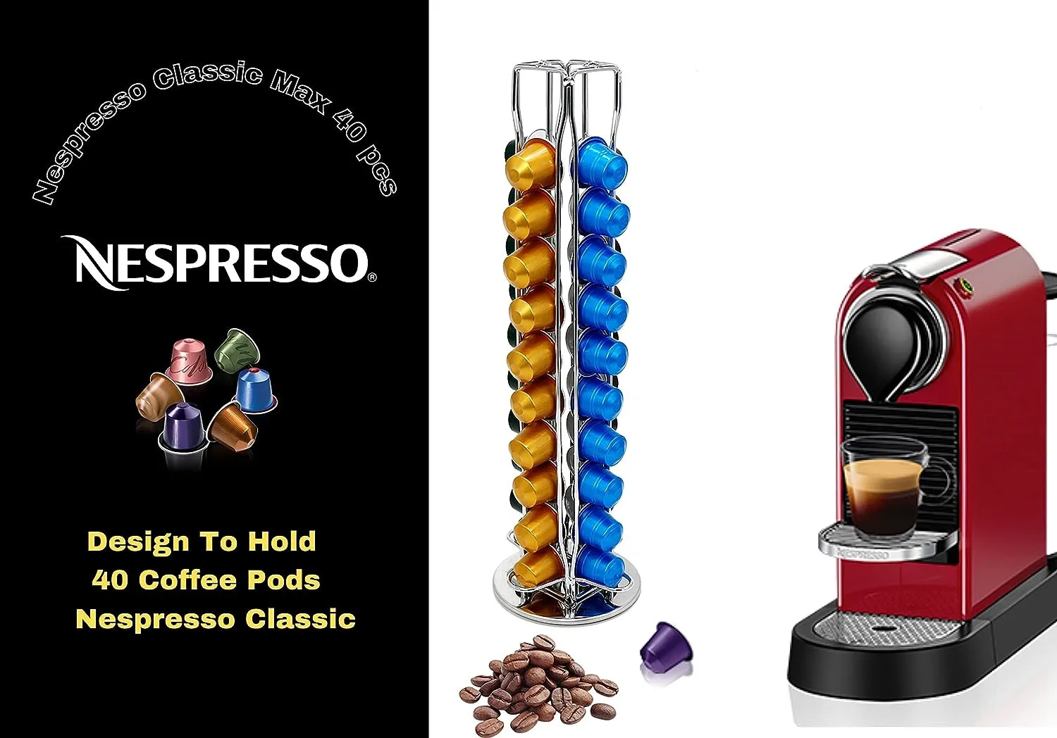40 Pcs Pods Rotating Design Nespresso Coffee Capsules Holder for Nespresso Original Elegant Coffe Storage Rack Stand
40 Pcs Pods Rotating Design Nespresso Coffee Capsules Holder for Nespresso Original Elegant Coffe Storage Rack Stand