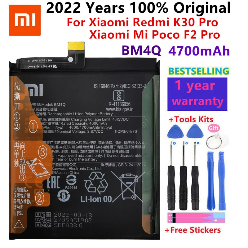 100% Original Replacement Battery BM4Q For Xiaomi Redmi K30 Pro K30Pro Genuine Phone Battery 4700mAh+Tools
100% Original Replacement Battery BM4Q For Xiaomi Redmi K30 Pro K30Pro Genuine Phone Battery 4700mAh+Tools