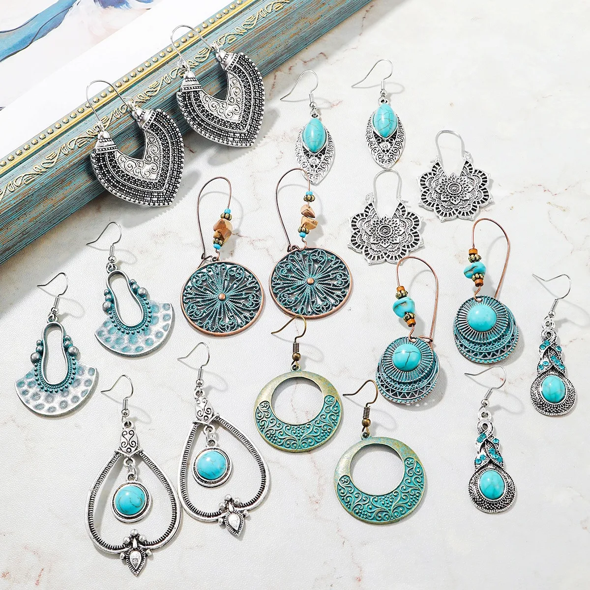 Hot Vintage Ethnic Style Turquoise Stone Drop Earring For Women Bohemian Female Jewelry Accessories Birthday Party Gifts
Hot Vintage Ethnic Style Turquoise Stone Drop Earring For Women Bohemian Female Jewelry Accessories Birthday Party Gifts
