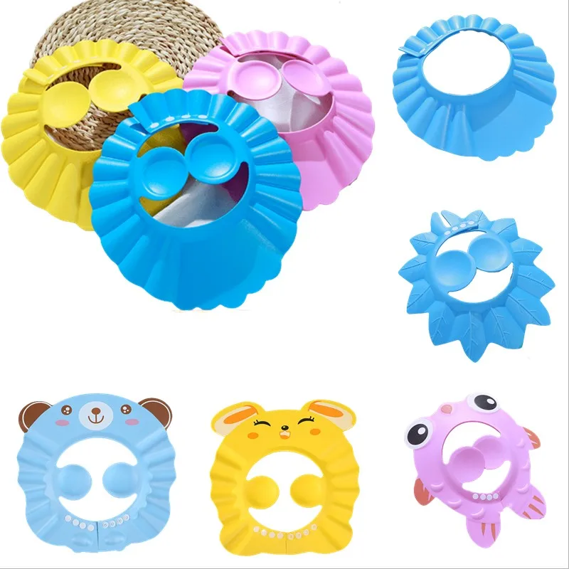

Шапки для шампуня для защиты ушей для детей, регулируемые шапки для купания и душа, однотонные аксессуары для новорожденных
